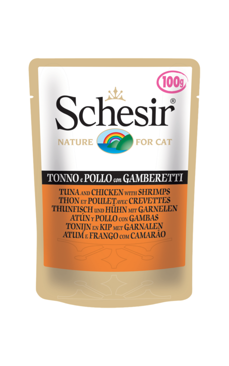 Schesir Φιλετάκια Τόνου με Κοτόπουλο & Γαρίδες 100g