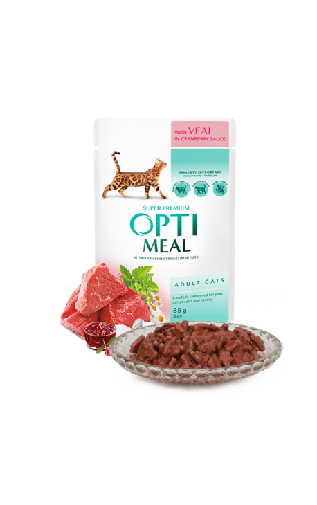 Optimeal with Veal in cranberry sauce